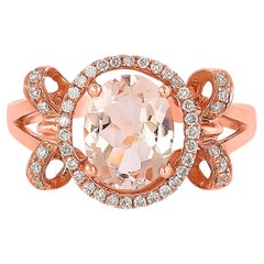 1.62 Carat Morganite and Diamond Ring in 18 Karat Rose Gold