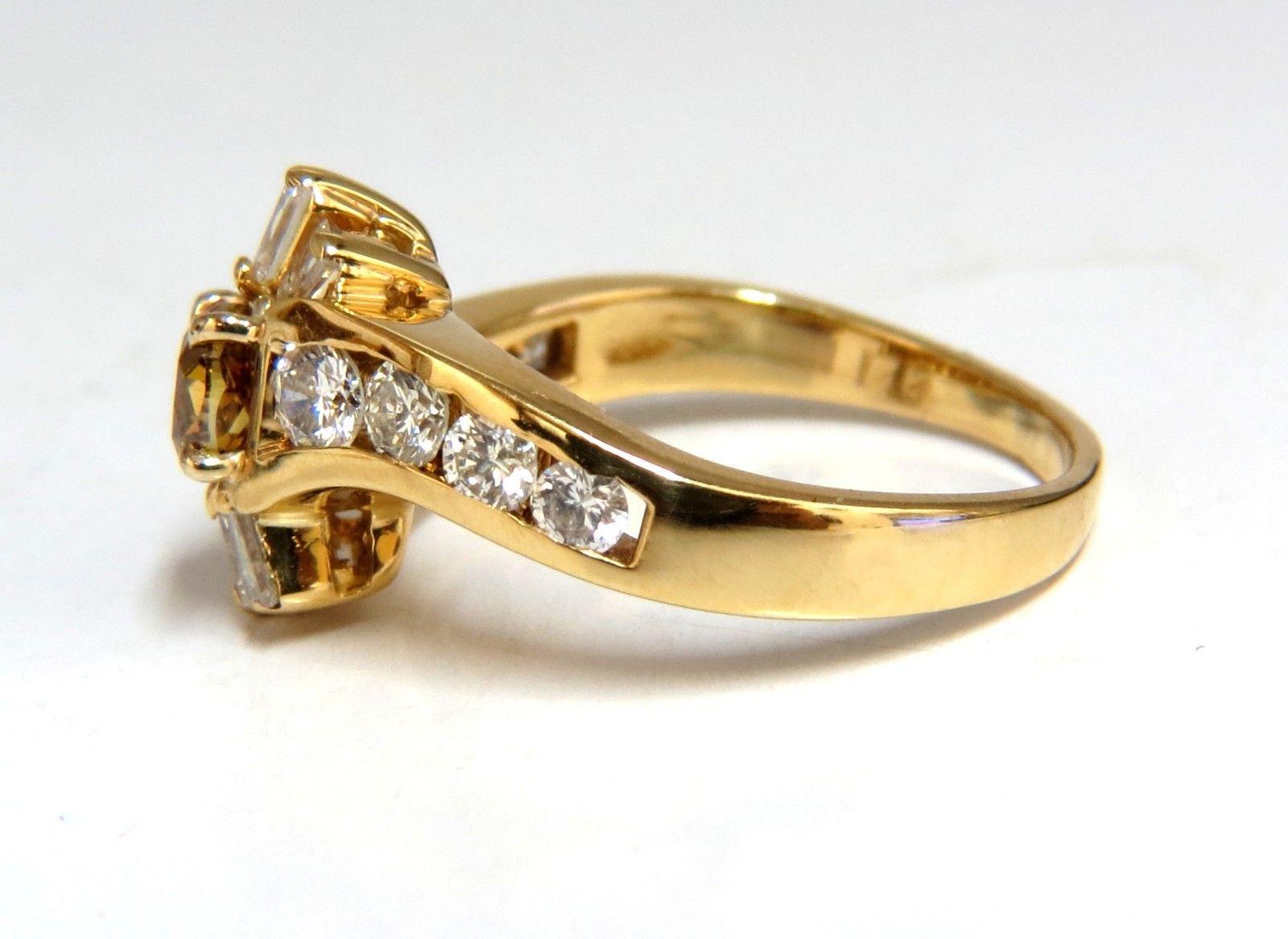 Women's or Men's 1.62 Carat Natural Fancy Color Diamond Ring 14 Karat For Sale