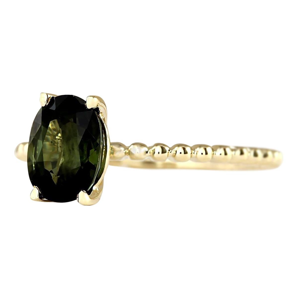Stamped: 14K Yellow Gold
Total Ring Weight: 2.0 Grams
Total Natural Tourmaline Weight is 1.62 Carat
Color: Green
Face Measures: 8.00x6.00 mm
Sku: [703270W]
