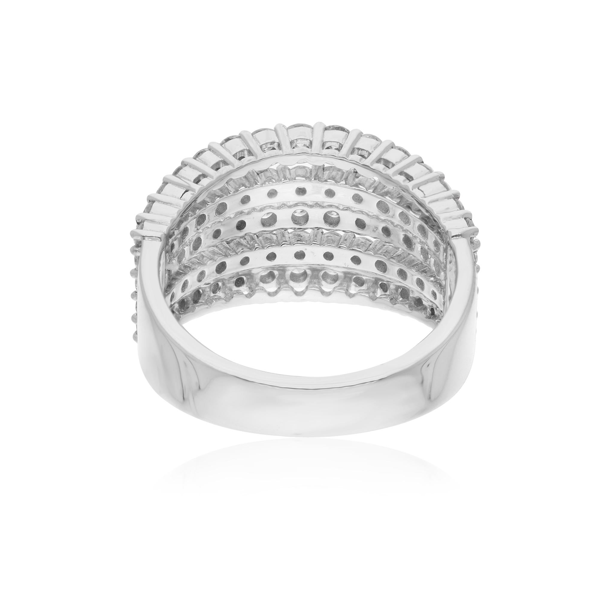 Modern 1.62 Carat Pave Diamond Multi Layer Ring 14 Karat White Gold Handmade Jewelry For Sale