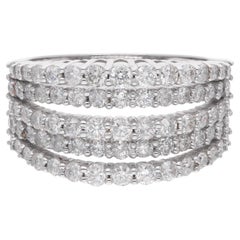 1.62 Carat Pave Diamond Multi Layer Ring 18 Karat White Gold Handmade Jewelry