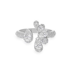 1.62 Carat Pear Cut Diamond Pave 14k White Gold Band Ring Wedding Jewelry