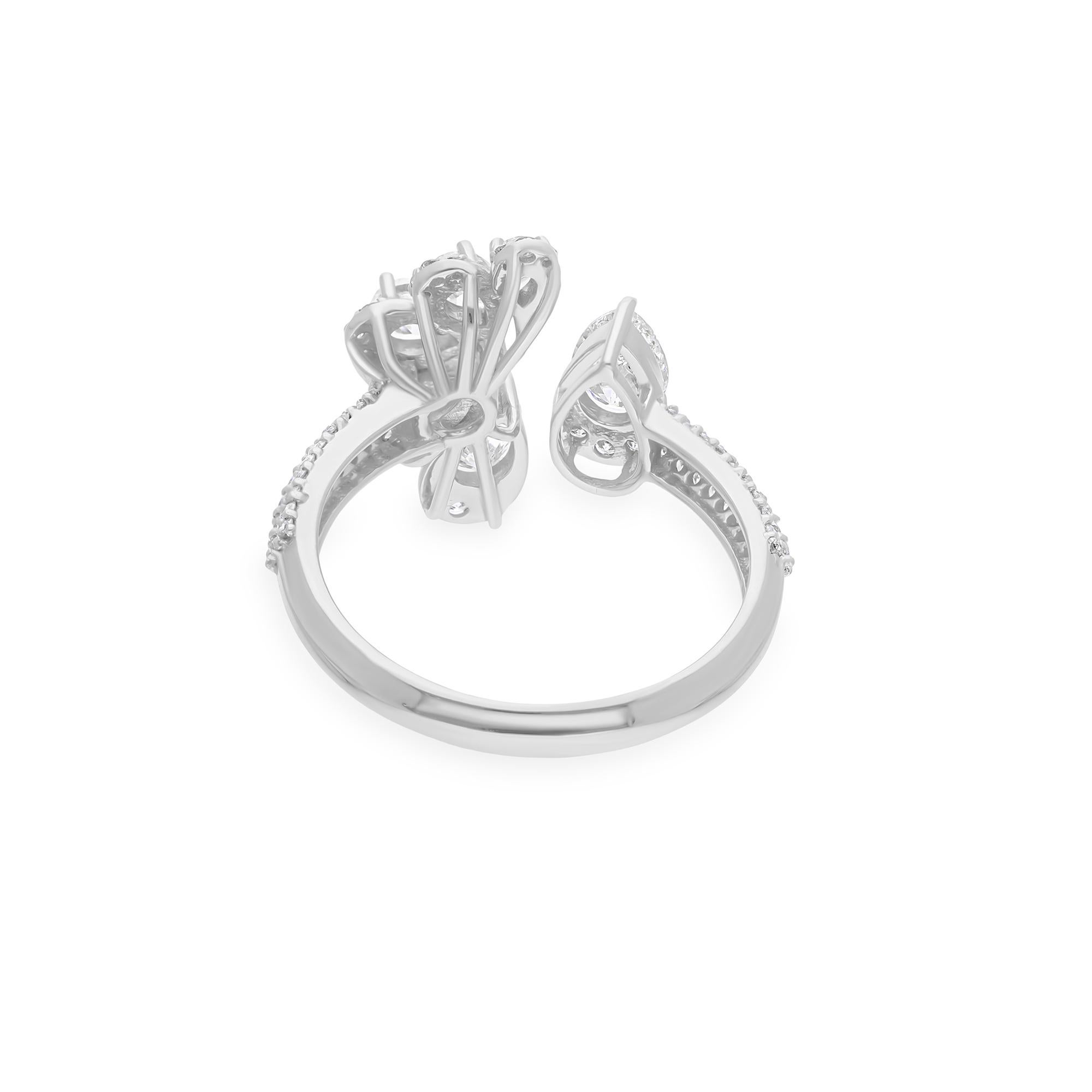 Im Angebot: 1,62 Karat Birnenschliff Diamant Pave 18k Weißgold Band Ring Hochzeit Schmuck () 4