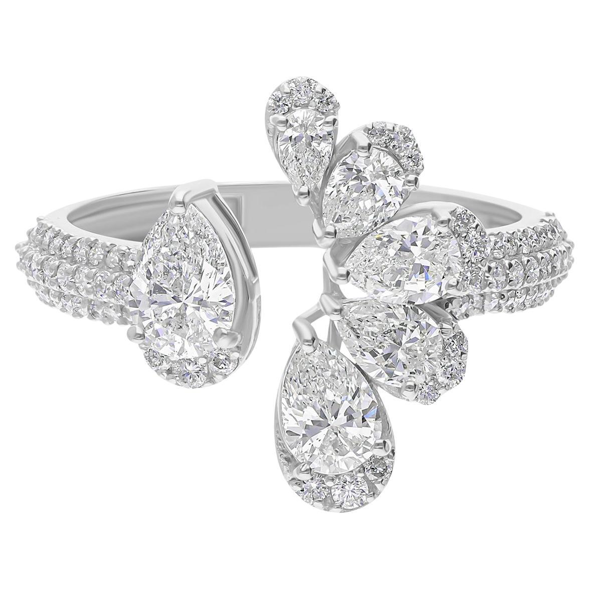 1,62 Karat Birnenschliff Diamant Pave 18k Weißgold Band Ring Hochzeit Schmuck