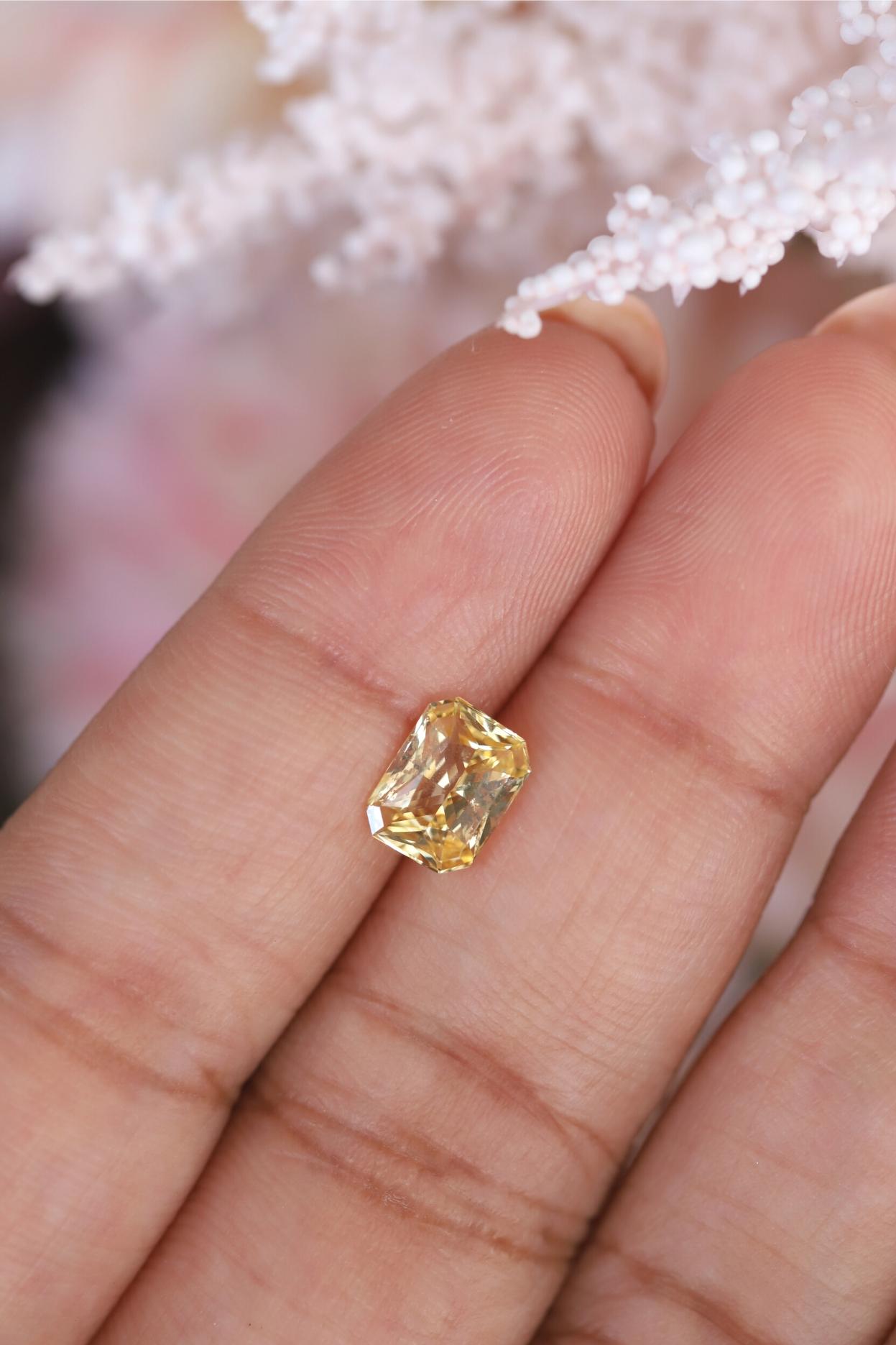 If Charm had a gemstone alter ego I bet it would be a yellow sapphire -  an exquisite,  smooth, buttery one like this one, radiating warmth and brilliance from each of its crisply cut facets. Perfectly radiant cut to flaunt her remarkable clarity