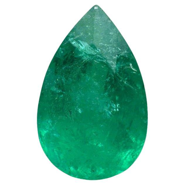 Esmeralda colombiana verde intenso de 1,62 quilates - Lágrima talla pera - Piedra de nacimiento de mayo