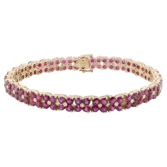 Pulsera motivo flor de rubí de 16,2 quilates en oro amarillo de 14 quilates