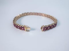 16.2 Carat Ruby Flower Motif Bracelet in 14 Karat Yellow Gold