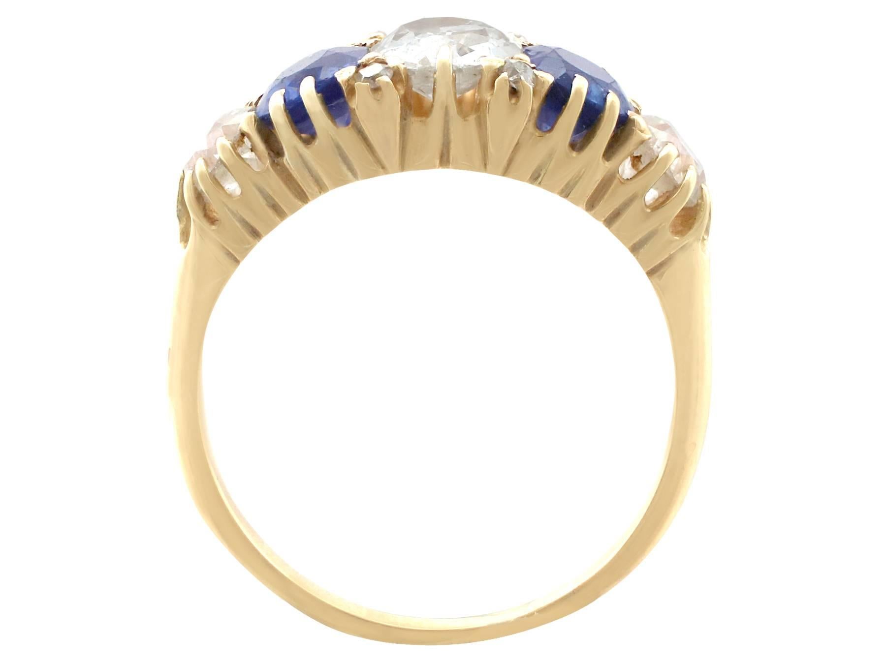 Women's 1.62 Carat Sapphire and 1.45 Carat Diamond Yellow Gold Cocktail Ring