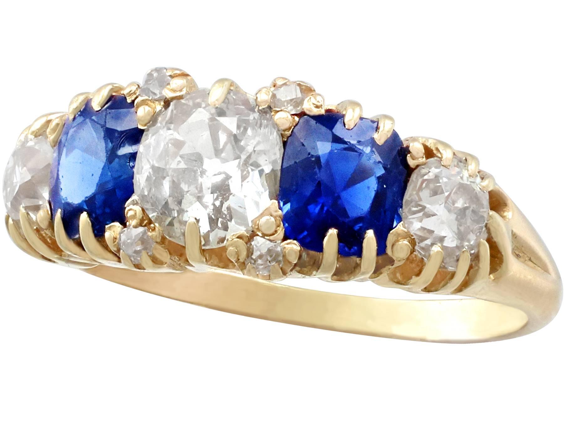 1.62 Carat Sapphire and 1.45 Carat Diamond Yellow Gold Cocktail Ring In Excellent Condition In Jesmond, Newcastle Upon Tyne
