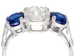 1.62 Carat Sapphire and 1.86 Carat Diamond Trilogy Ring
