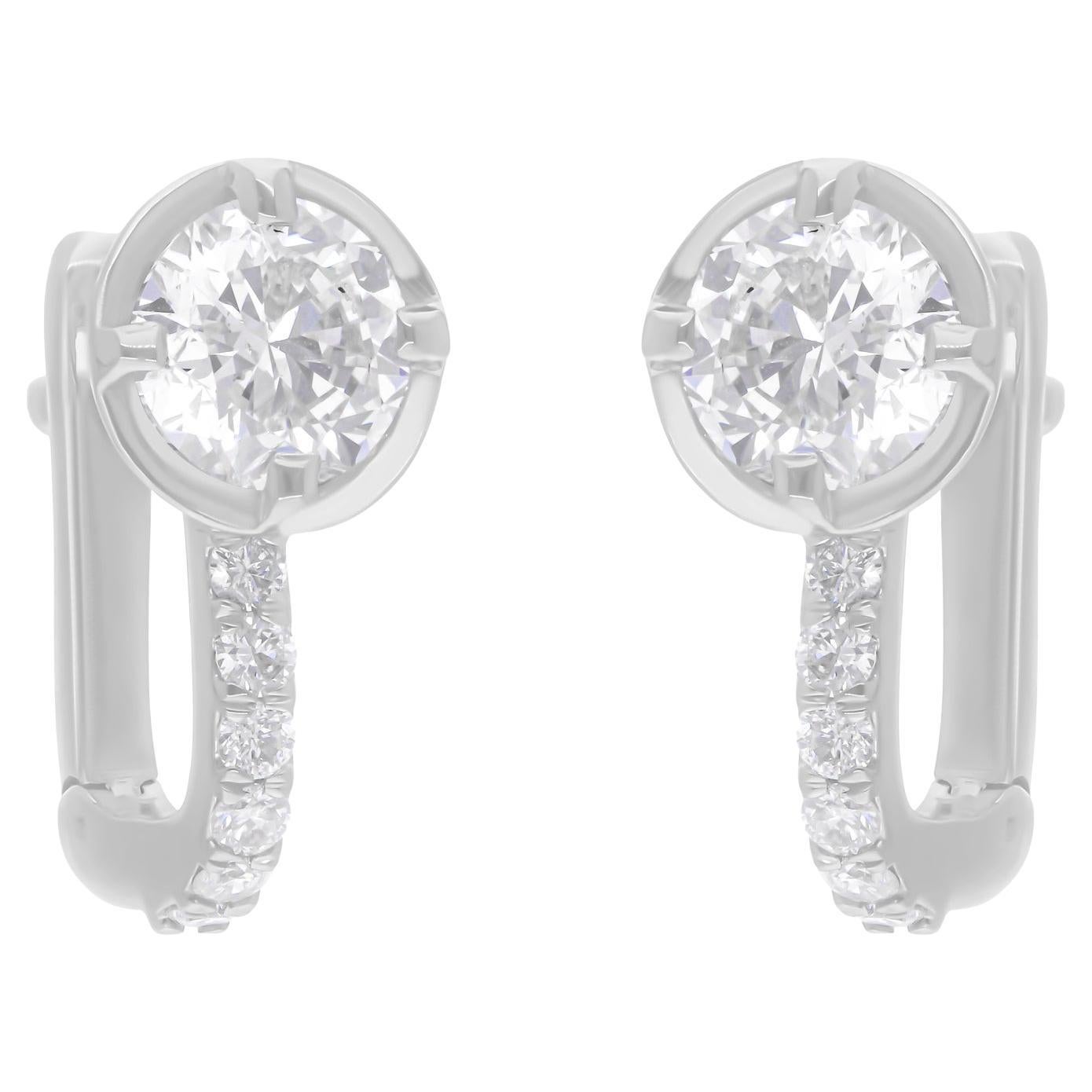 1.62 Carat SI/H Round Brilliant Cut Diamond Earrings 14 Karat White Gold Jewelry