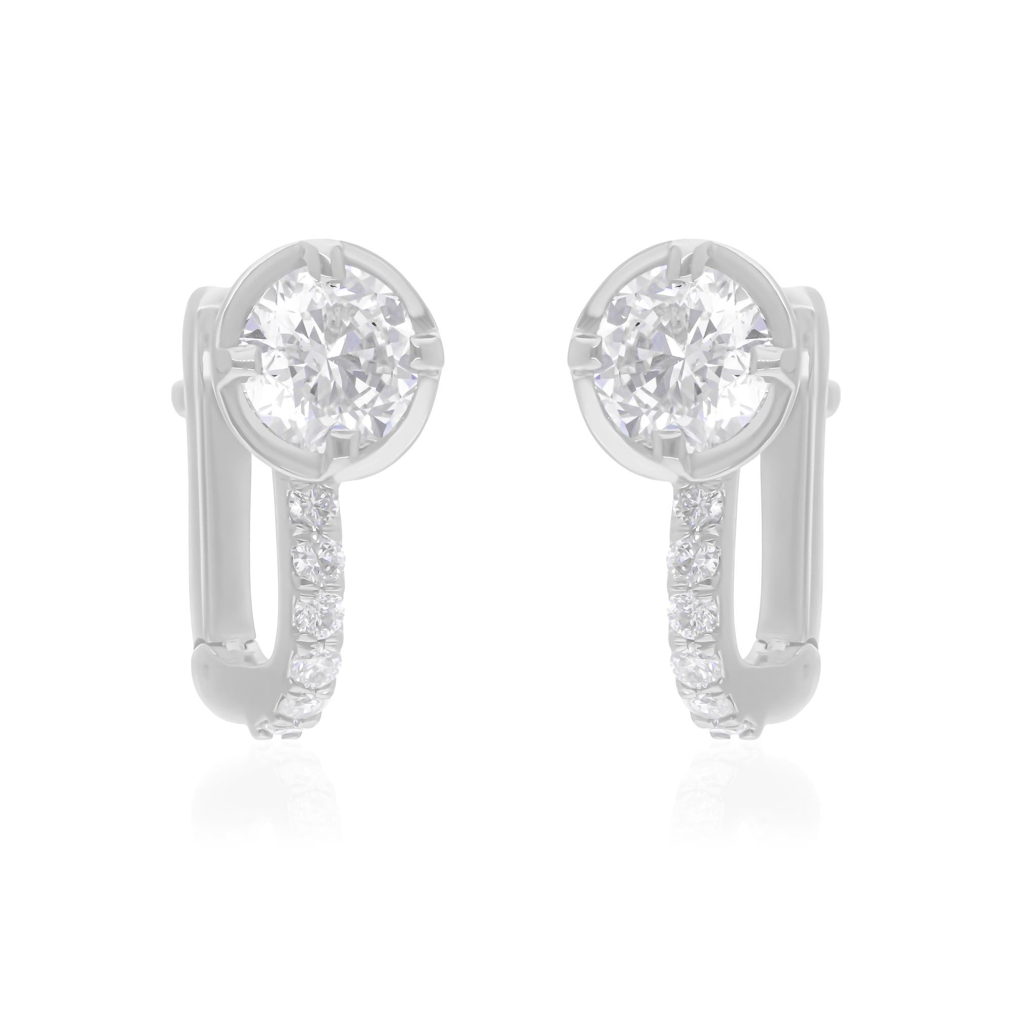 Pendientes de diamantes talla brillante redonda SI/H de 1,62 quilates Joyas de oro blanco de 18 quilates