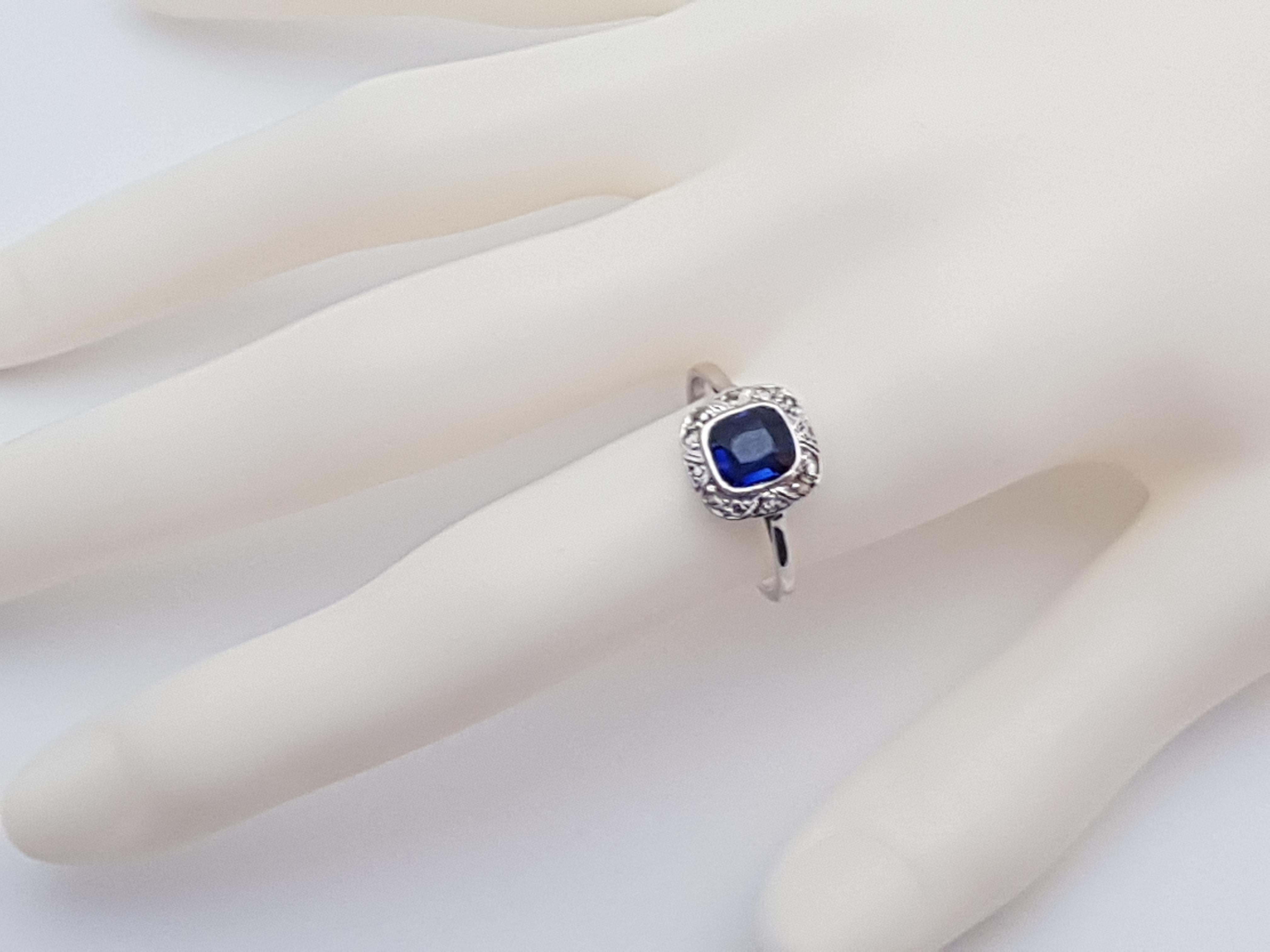 1.62 Carat White Gold Diamond Sapphire Ring For Sale 1