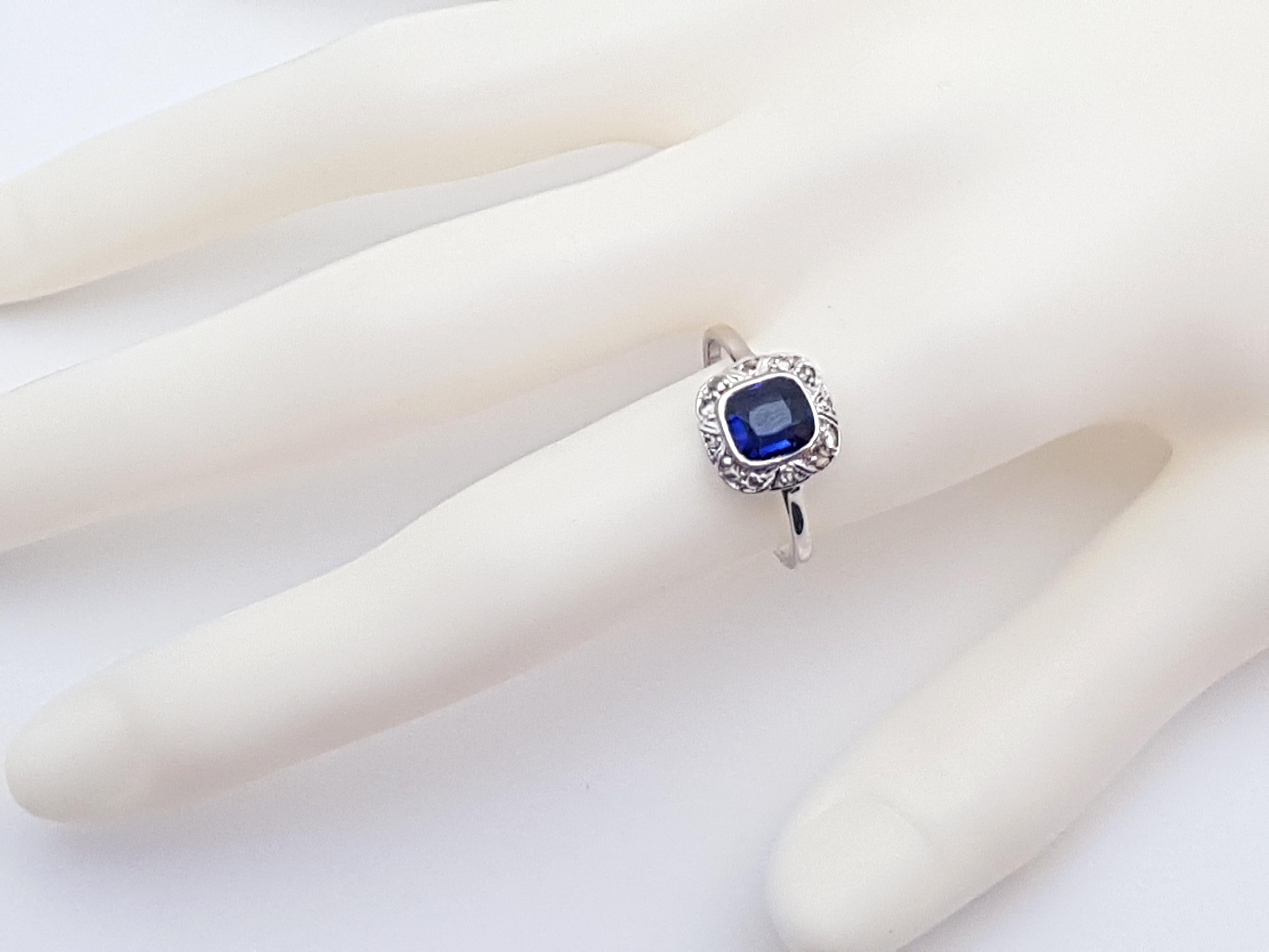 1.62 Carat White Gold Diamond Sapphire Ring For Sale 2