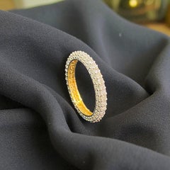 1.62 Carats F/VS1 Round Brilliant Diamonds Three-Row Eternity Band Ring 18K Gold
