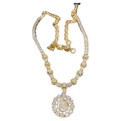 Collar de oro de 14 quilates con diamantes redondos en forma brillante de 1,62 quilates