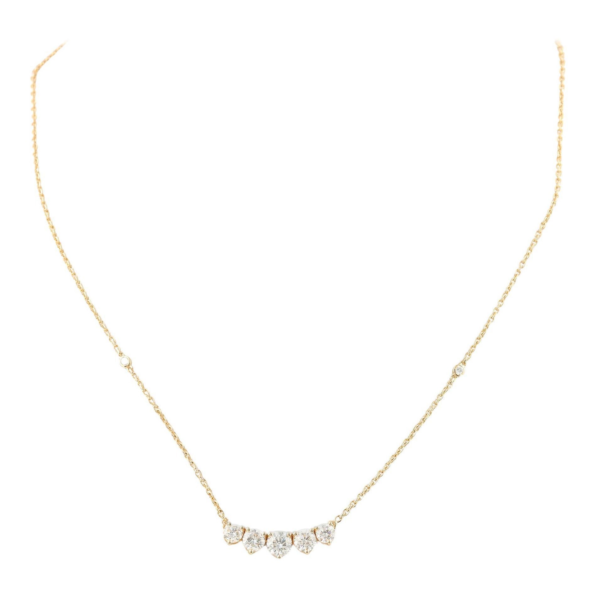 1.62 Ct Brilliant Cut Diamond Pendant Chain Necklace 14 Karat Yellow Gold
