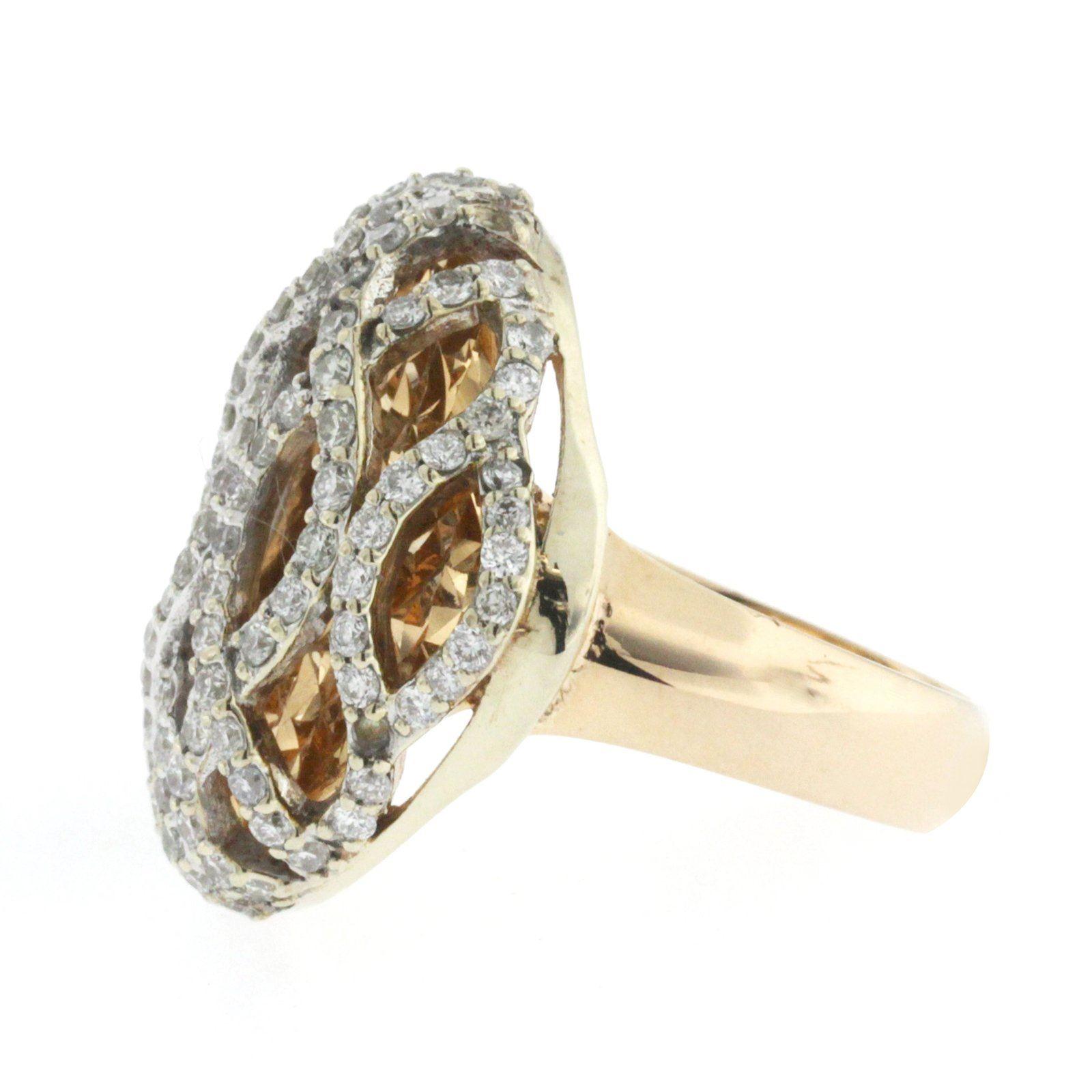 1.62 Carat Diamonds in 18 Karat Rose Gold Diamond Cut Plate Waves Dome Ring In New Condition For Sale In Los Angeles, CA