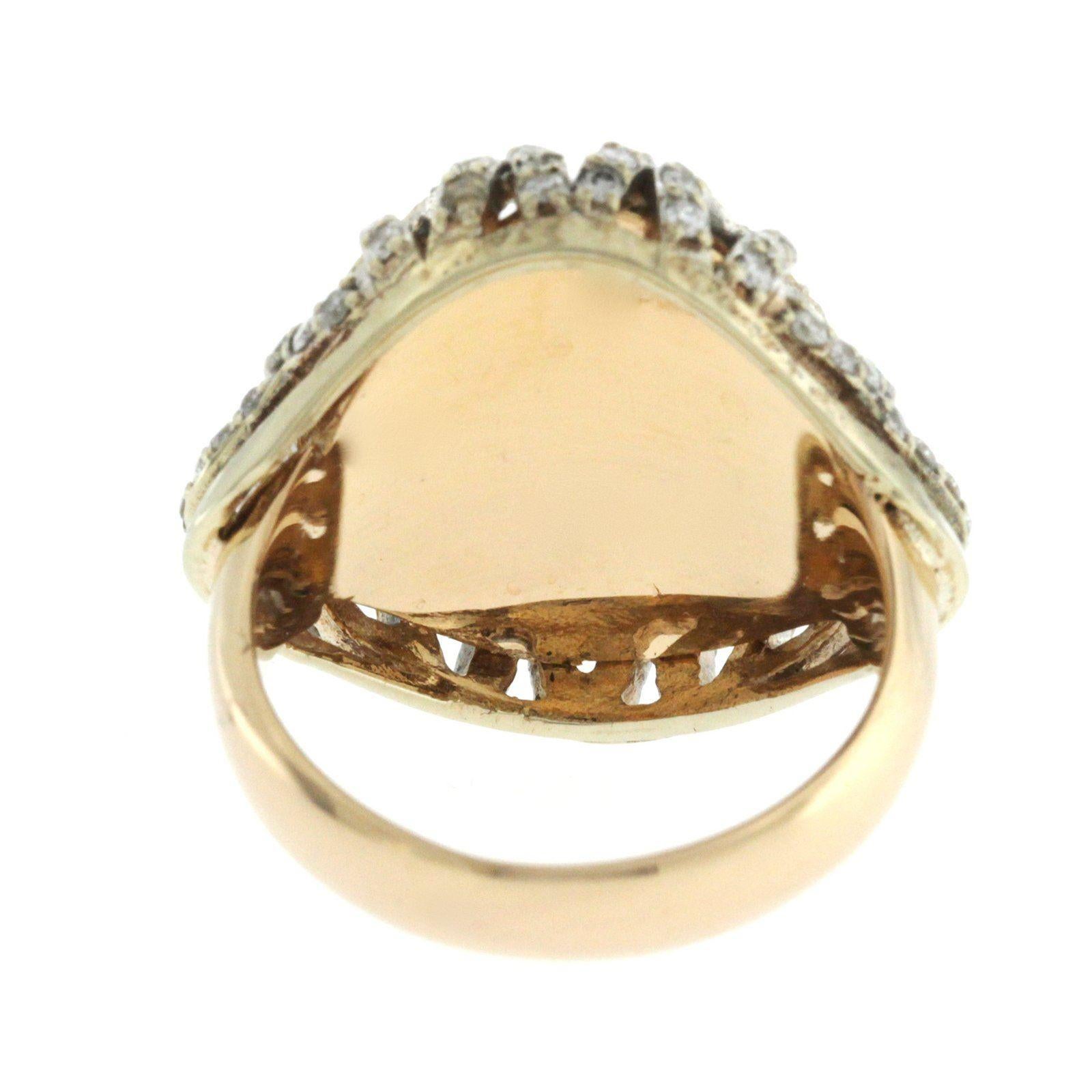 Women's 1.62 Carat Diamonds in 18 Karat Rose Gold Diamond Cut Plate Waves Dome Ring For Sale