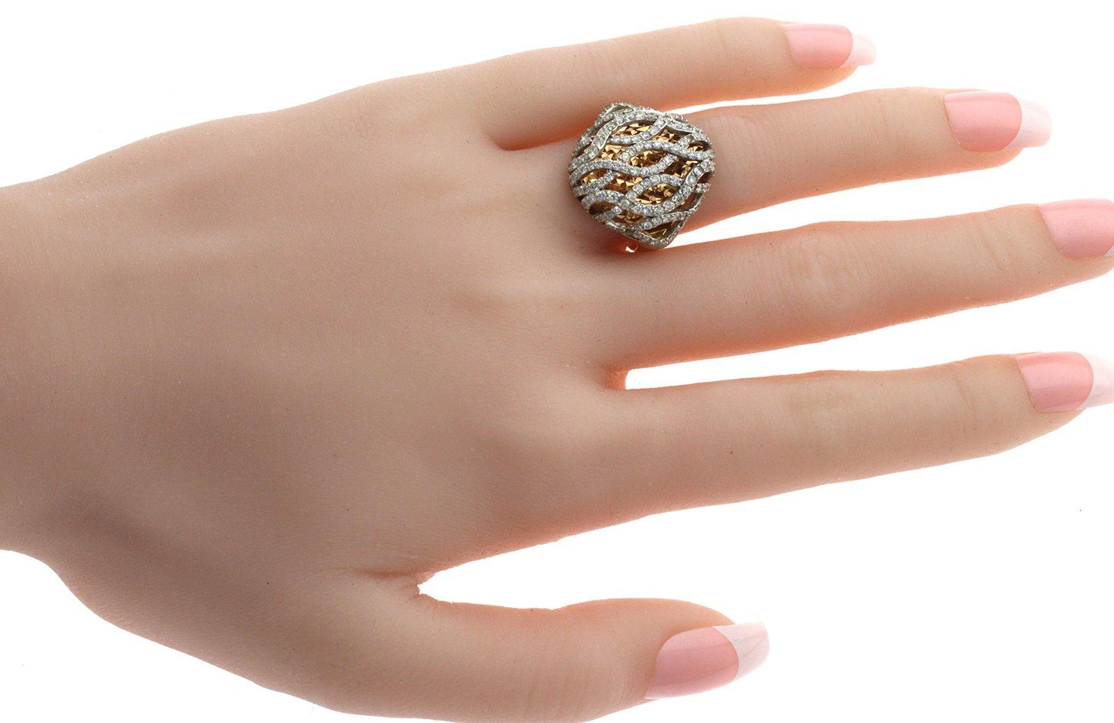 1.62 Carat Diamonds in 18 Karat Rose Gold Diamond Cut Plate Waves Dome Ring For Sale 1