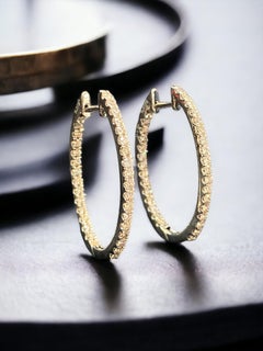 1.62 Cts F/VS1 Round Brilliant Inside Out Diamonds Hoop Earrings 14K White Gold