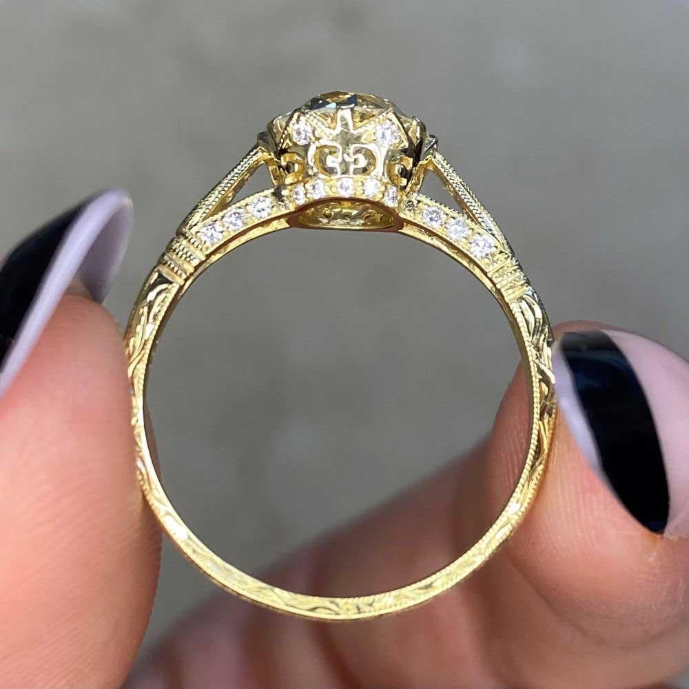 1.62 Old European Cut Diamond Engagement Ring, VS1 Clarity, 18k Yellow Gold For Sale 5