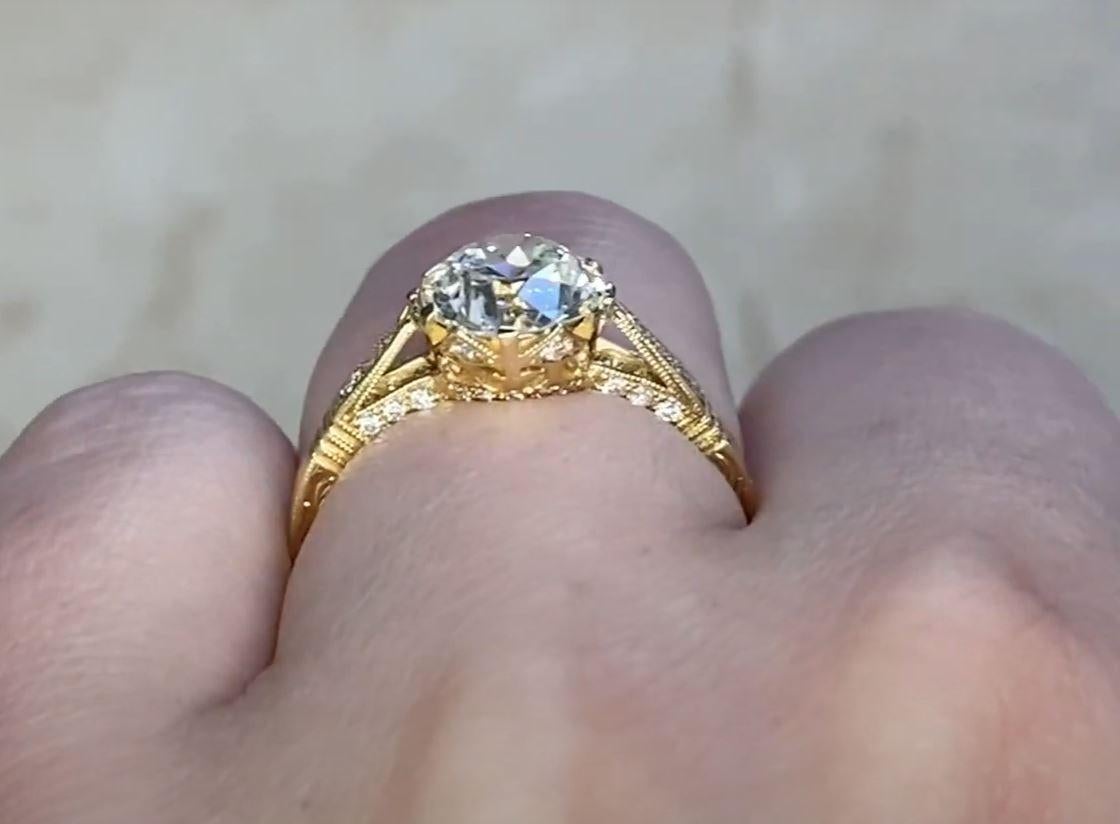 1.62 Old European Cut Diamond Engagement Ring, VS1 Clarity, 18k Yellow Gold For Sale 1
