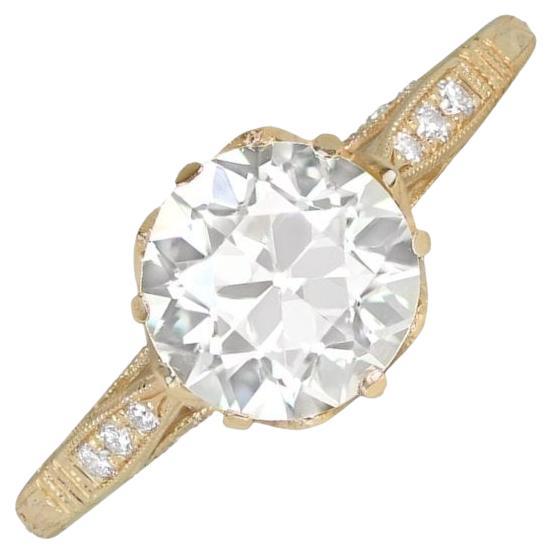 1.62 Old European Cut Diamond Engagement Ring, VS1 Clarity, 18k Yellow Gold For Sale
