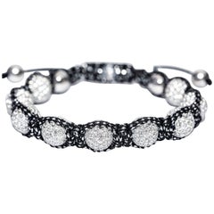 16,20 quilates G VS Diamante Brillante Redondo Pulsera de cordón de bolas con pavé de oro de 18 quilates