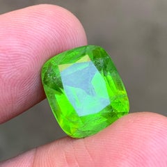 16.20 Carat Vivid Green Natural Peridot Cushion Cut Loose Gemstone for Jewelry (Péridot vert vif naturel, taille en coussin)