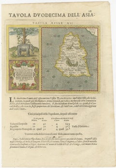 1621 Ptolemy & Magini Map of Taprobana (Sumatra) with Elephant Inset