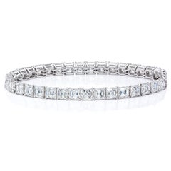 16.22 Carat Asscher Cut Diamond Tennis Bracelet