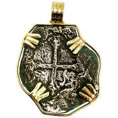 1622 Santa Margarita 4 Reales Silber:: 14K Gold Münz-Anhänger:: Ford Provenienz