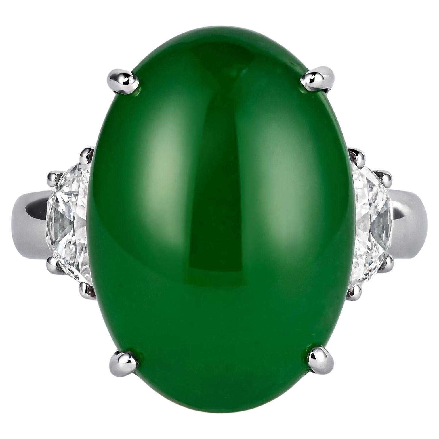 16.25 Carat Imperial Jade Ring  Fei Cui Jadeite Jade Type A For Sale