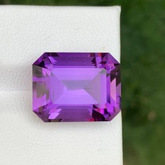 16.25 Carat Natural Loose Deep Purple Amethyst Emerald Cut Brazilian Gemstone