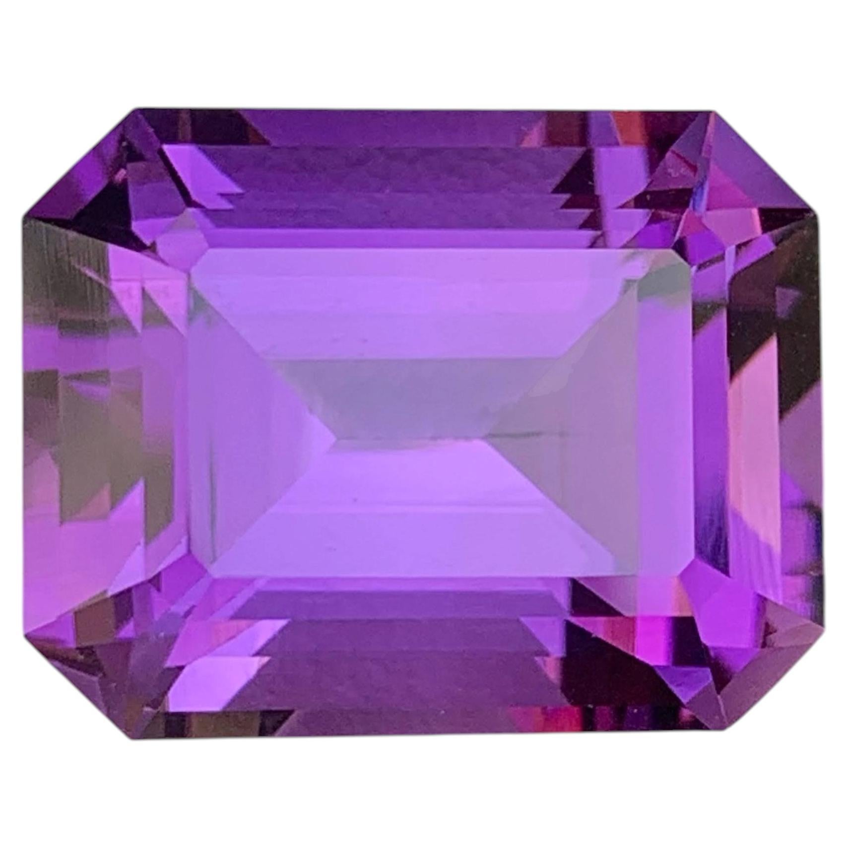 16.25 Carat Natural Loose Deep Purple Amethyst Emerald Cut Brazilian Gemstone