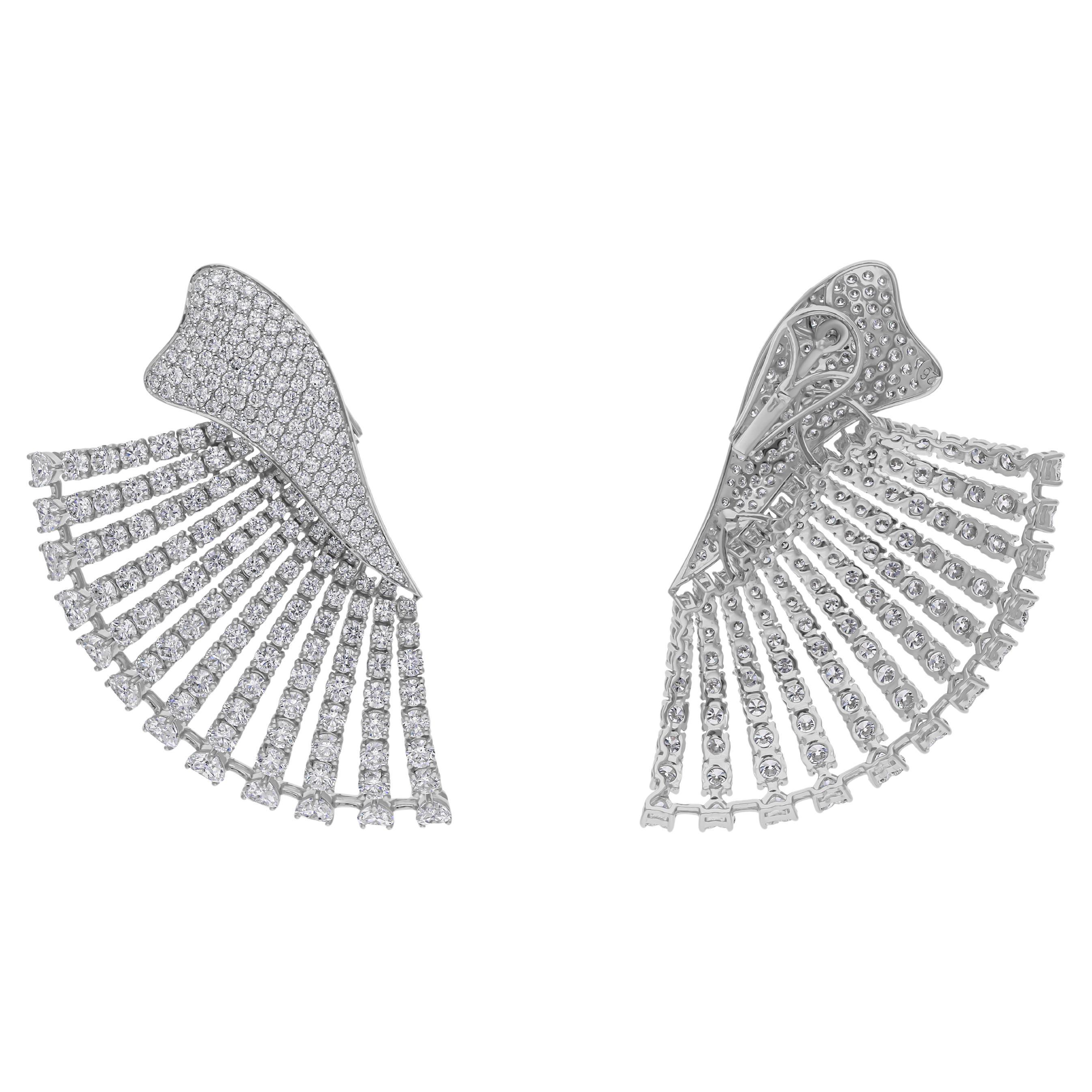16.25 Carat SI Clarity HI Color Diamond Earrings 18 Karat White Gold Jewelry