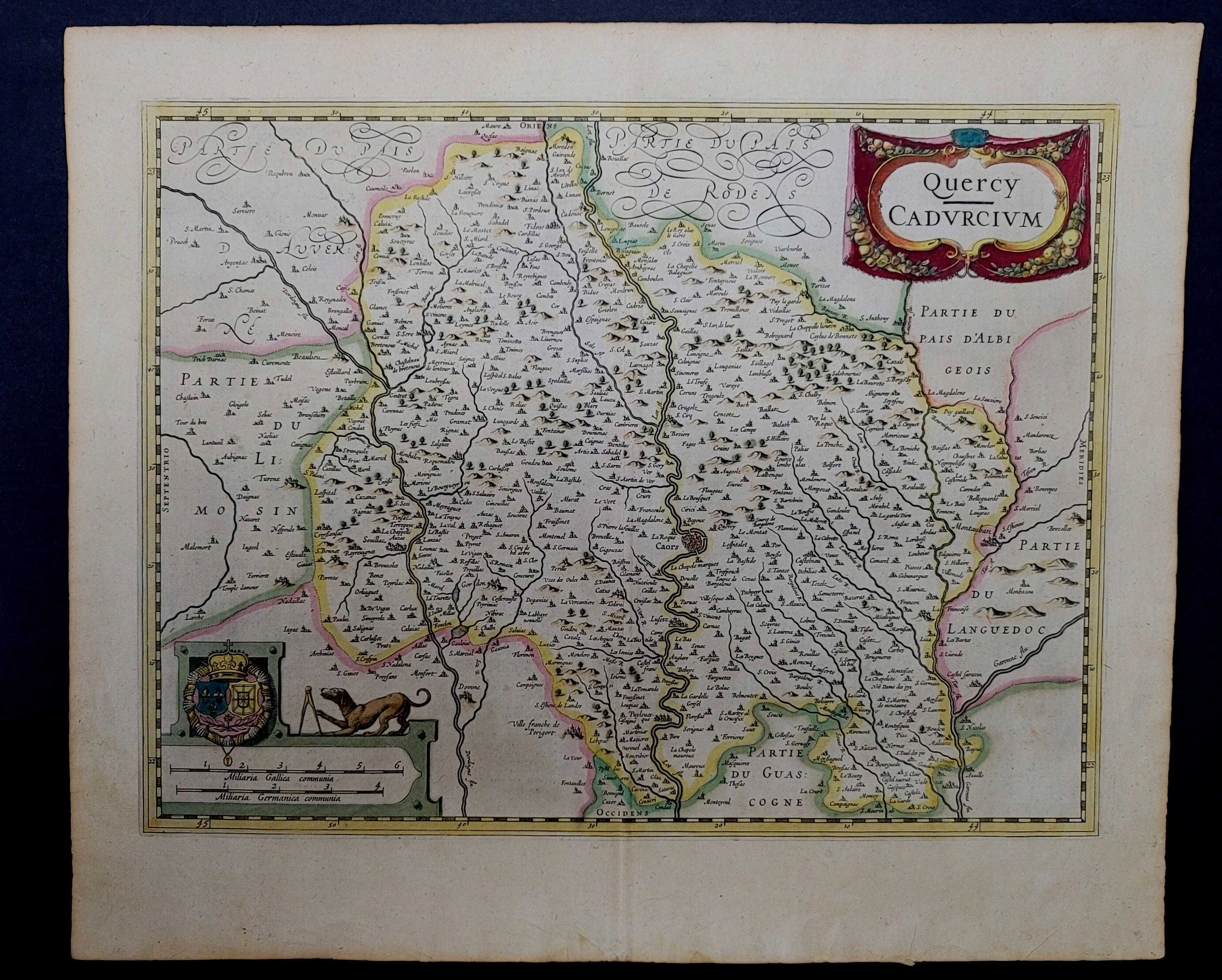 1625 Mercator map of the provenience of Quercy, entitled 
