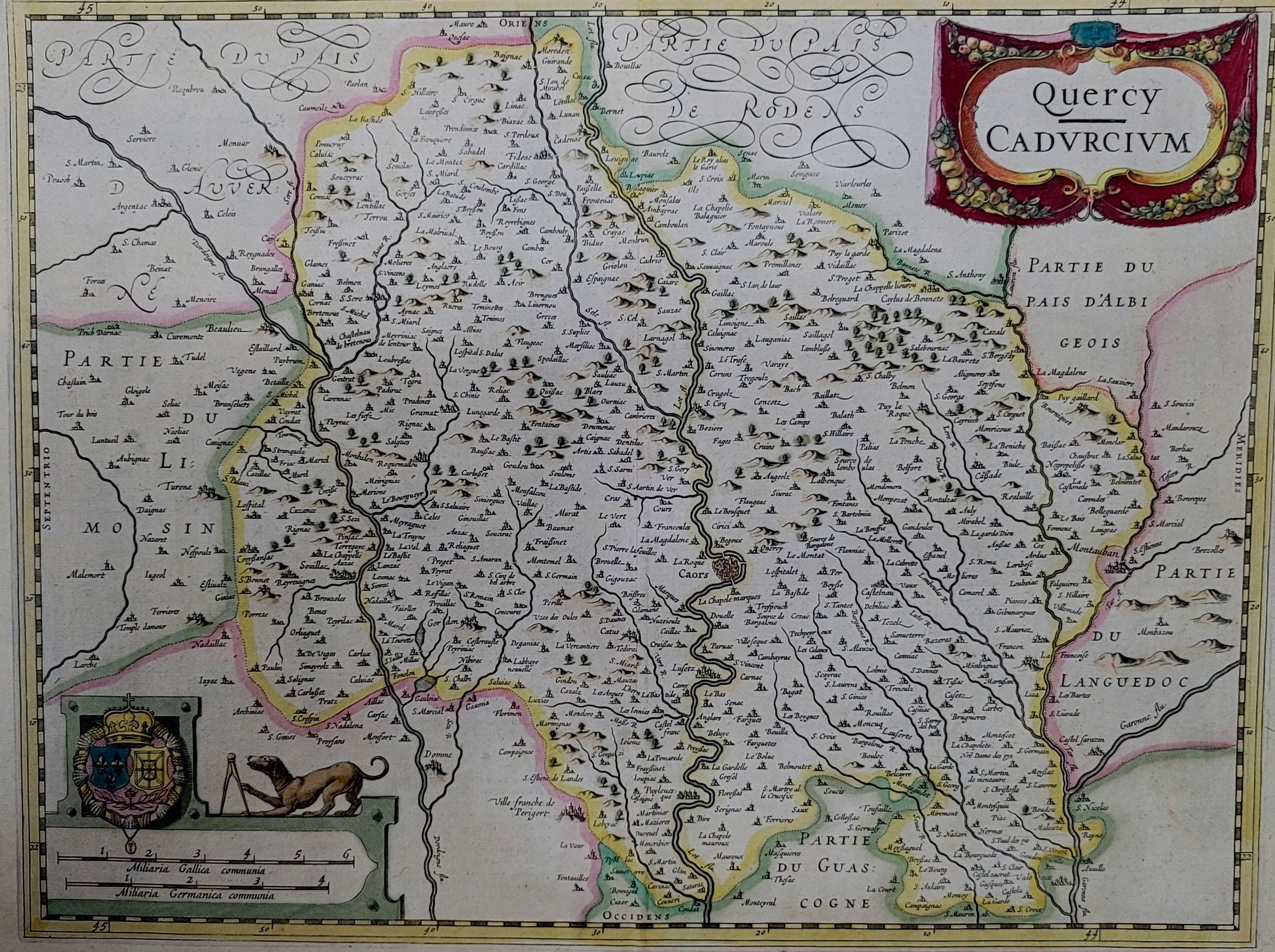 French 1625 Mercator Map of the Provenience of Quercy, 