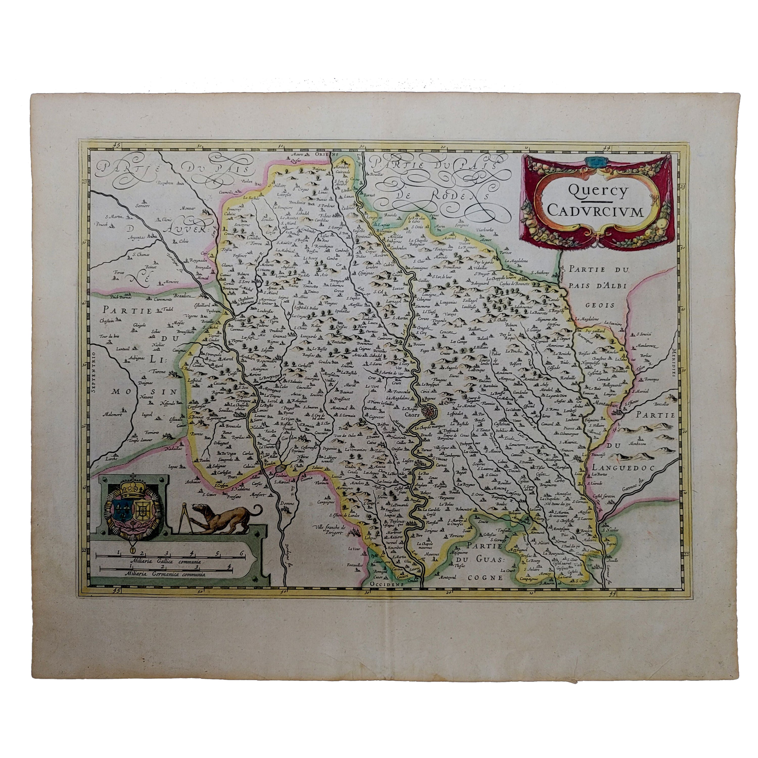 Mappa di Mercatore del 1625 della provenienza del Quercy, "Quercy Cadvrcivm Ric.0013