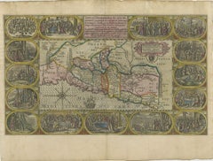 Antique 1625 Petrus Plancius / Cloppenburg Map of the Holy Land with Biblical Vignettes