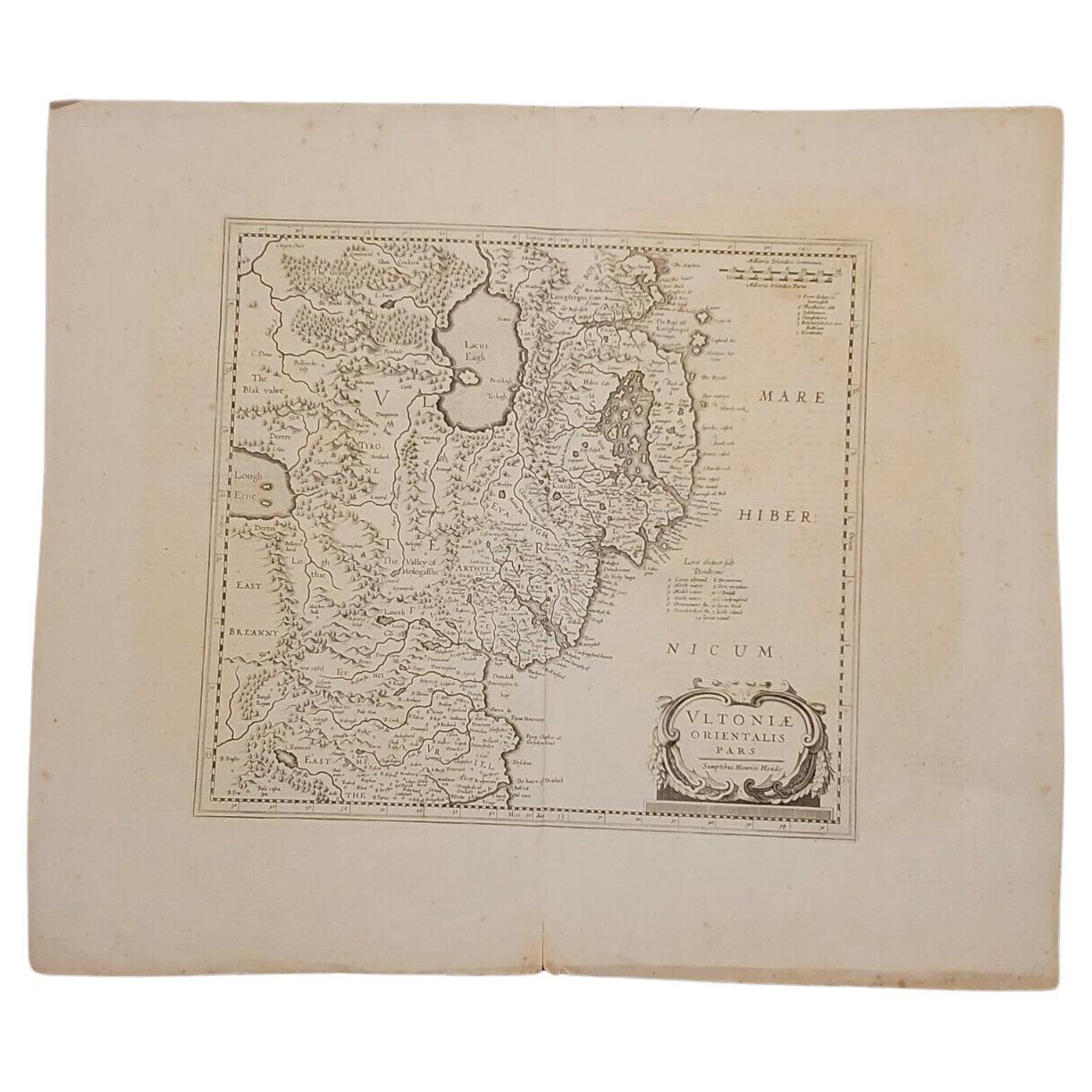 1627 Hendrik Hondius Map Entitled "Vltoniae Orientalis Pars, " Ric.a009 For Sale