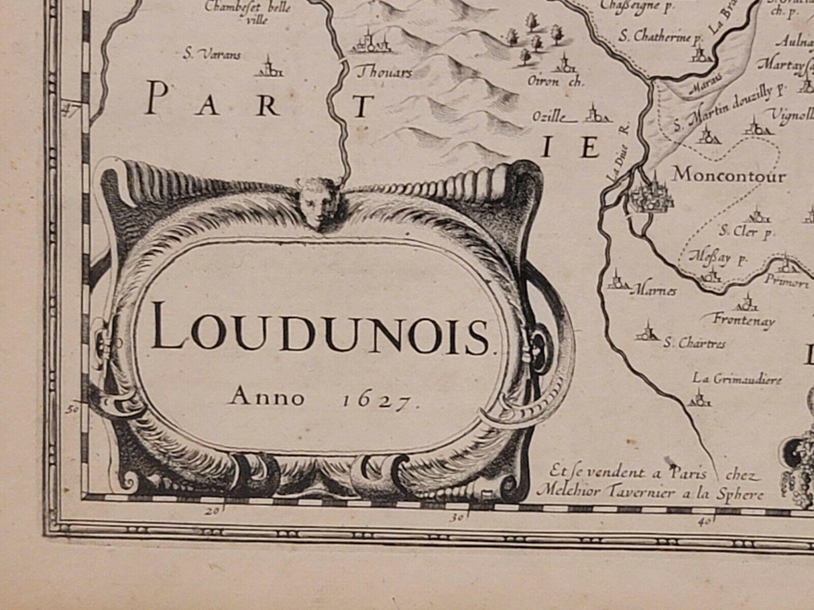 Néerlandais Carte 1627 intitulée « Loudunois », signée au dos, Ric.a013 en vente
