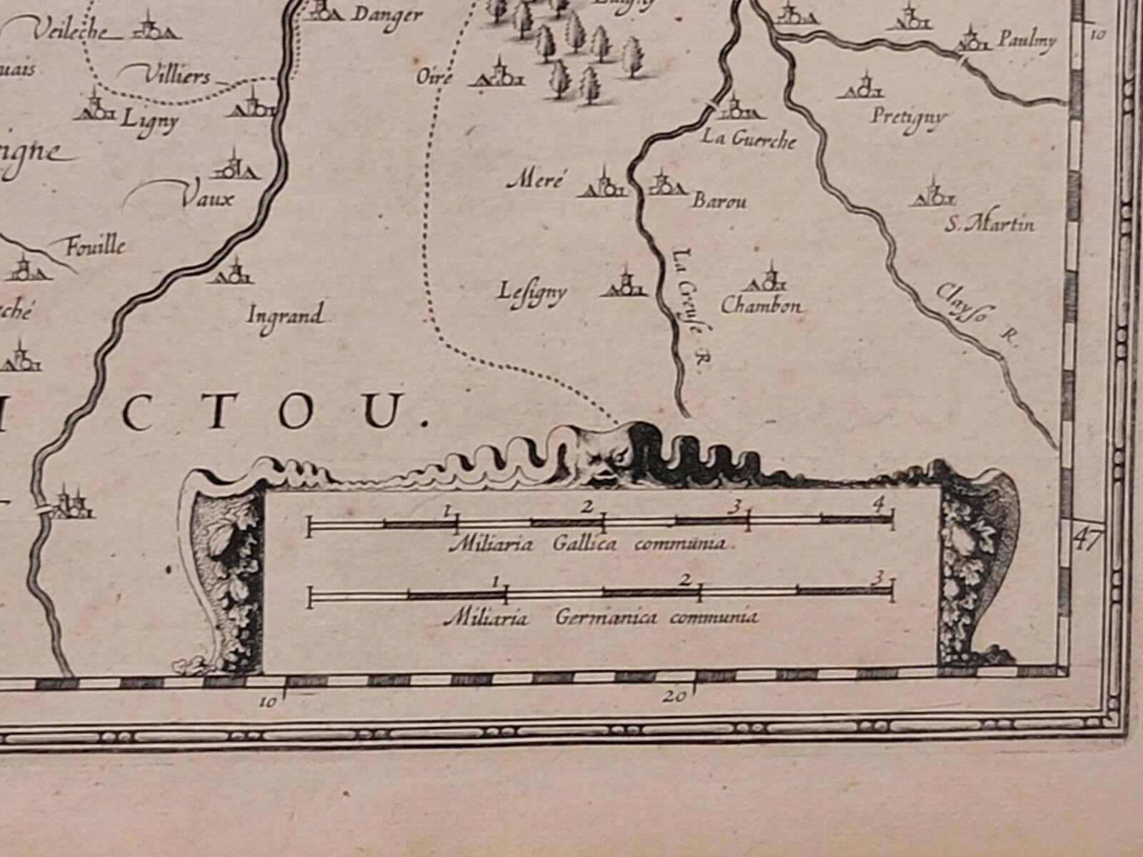 Carte 1627 intitulée « Loudunois », signée au dos, Ric.a013 Bon état - En vente à Norton, MA