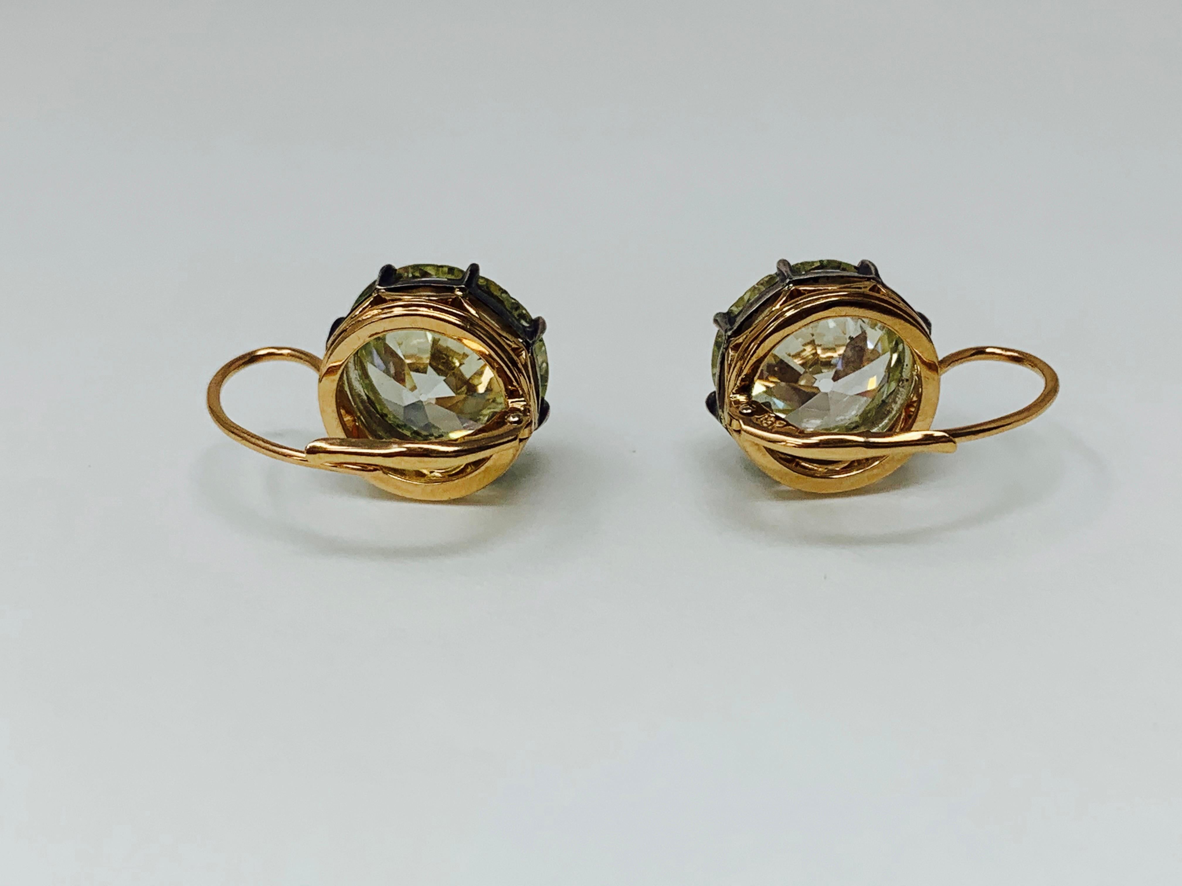 Old European Cut 16.28 Carat Antique Style Old European Diamond Drop Earrings in Rose Gold