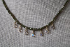 16.28 Carat Diamond Bead 18K Gold Necklace with Rainbow Moonstone Pears