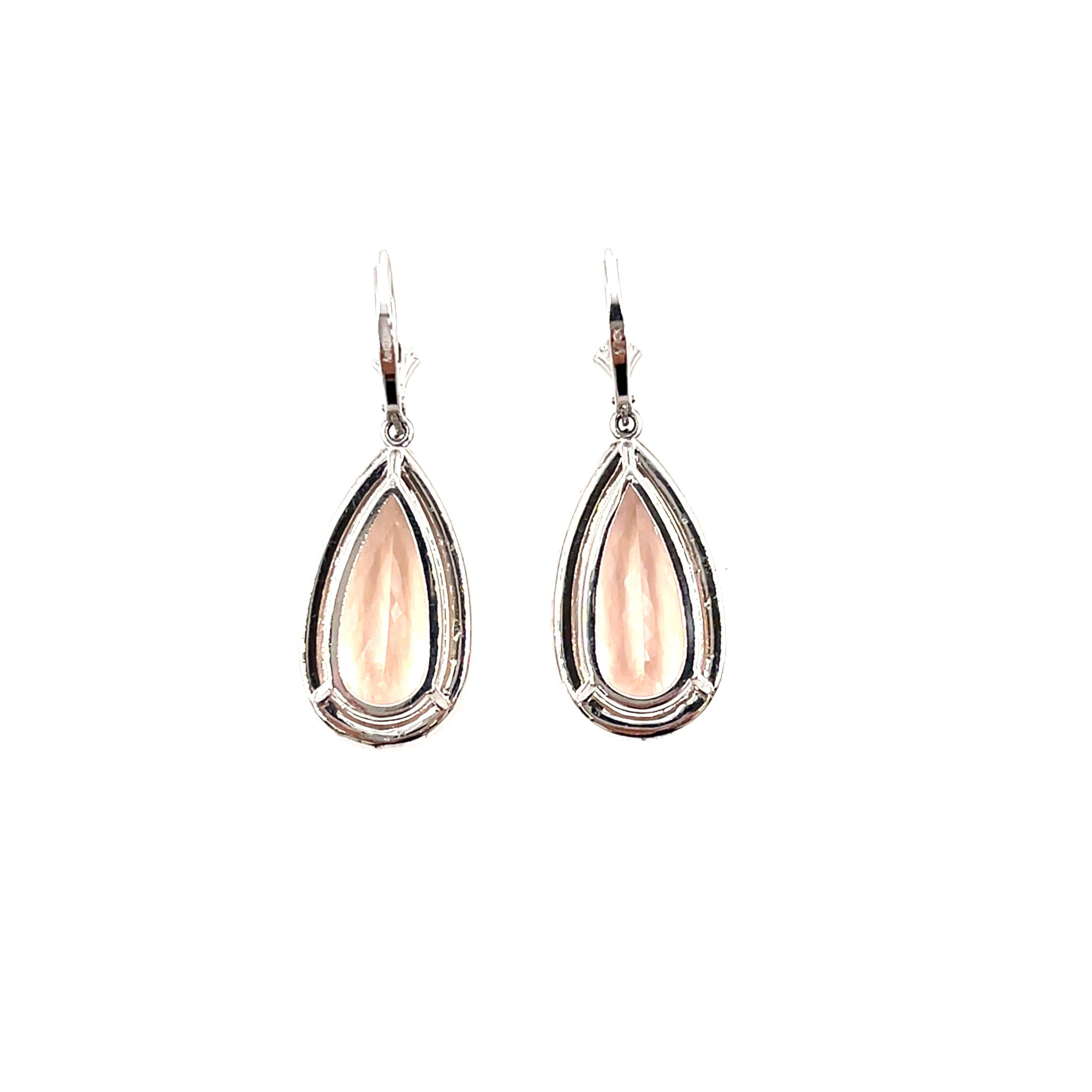 16.28 ct Morganite & Diamond Earrings In New Condition For Sale In Chicago, IL