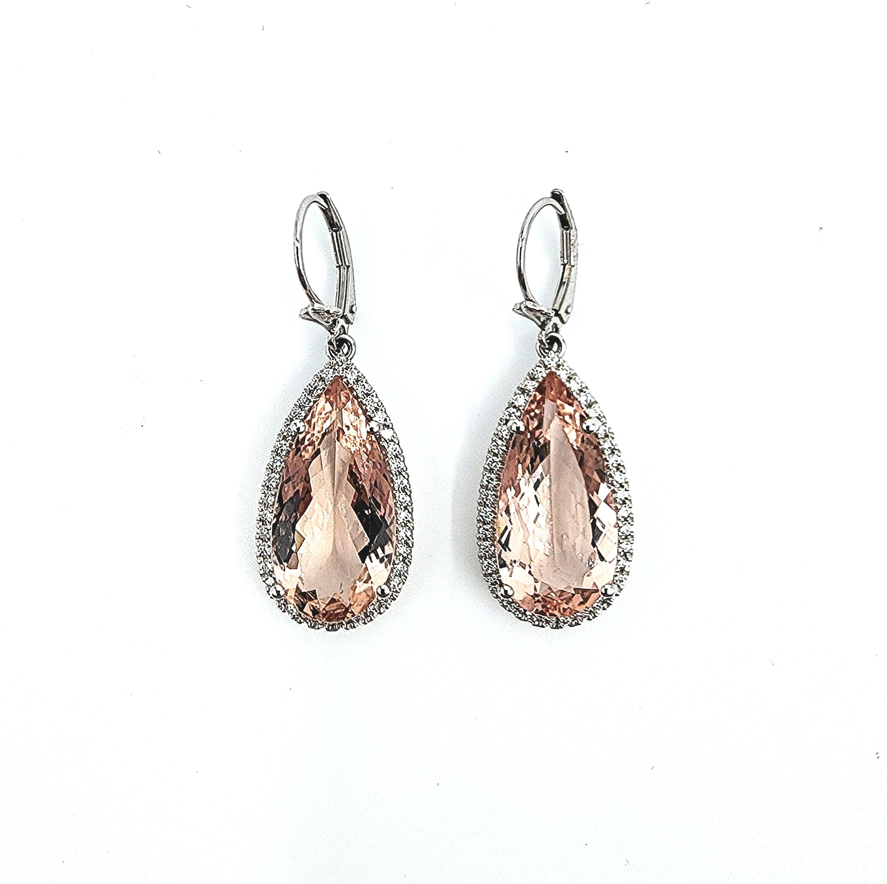 16,28 Karat Morganit & Diamant-Ohrringe im Angebot 4