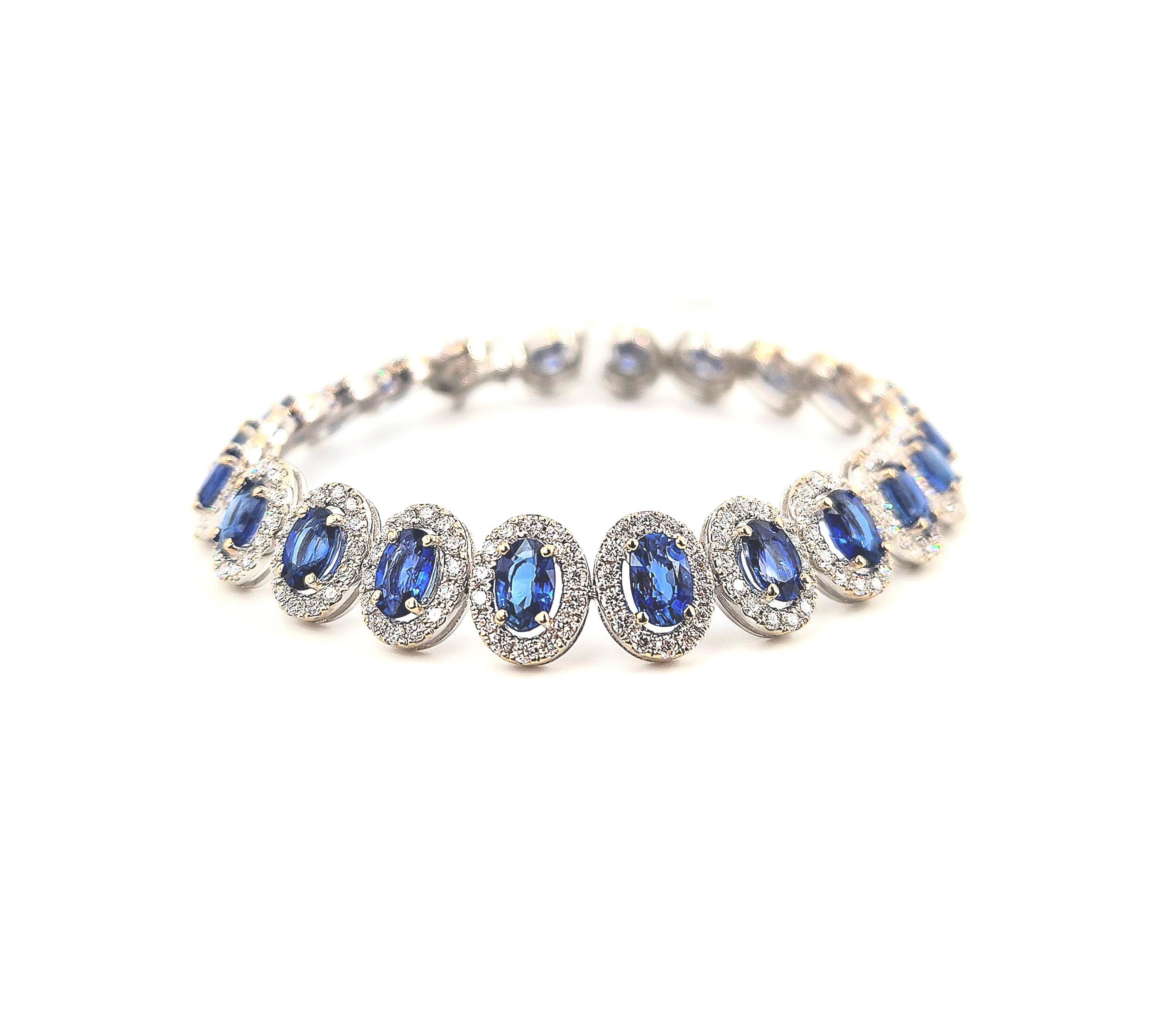 16.29 ct Natural Ceylon Sapphire & Diamond Bracelet For Sale 2